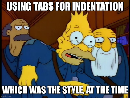 Tabs for indent
